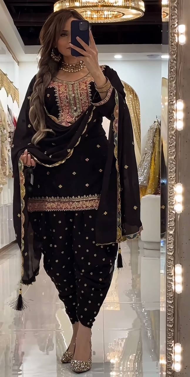 Deep Onyx Embroidered Festive Suit